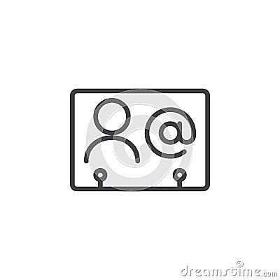 Business contact line icon, outline vector sign, linear style pictogram isolated on white. Vector Illustration