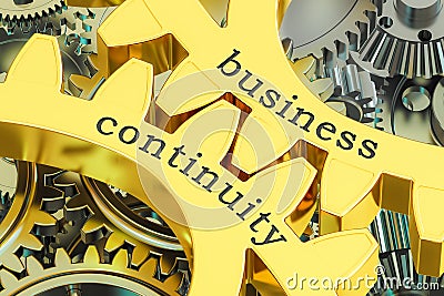 Business continuity concept on the gearwheels, 3D rendering Stock Photo