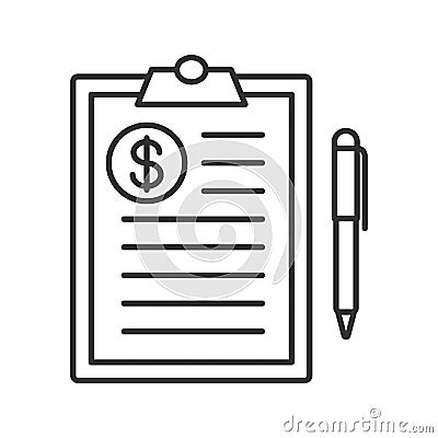 Business contract linear icon Vector Illustration