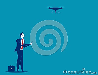 Business control drone flying. Concept business vector illustrat Vector Illustration