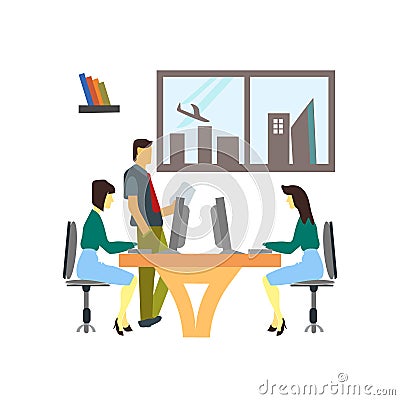 Business conversation in the office vector vector sign and symbol isolated on white background, Business conversation in the Vector Illustration