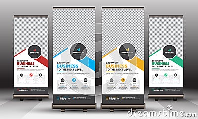 Business Corporate Roll Up Banner Template for Advertising Multipurpose Use Vector Illustration
