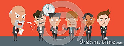 Business corporation Scolding concept flat character Vector Illustration