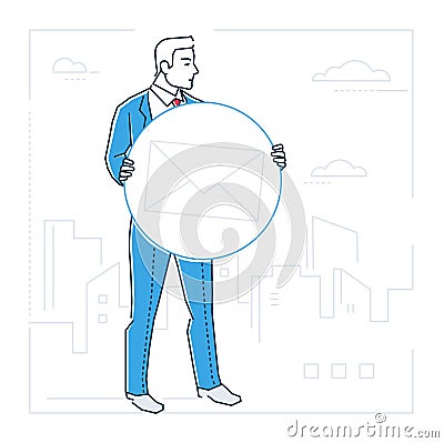 Business correspondence - line design style isolated illustration Vector Illustration