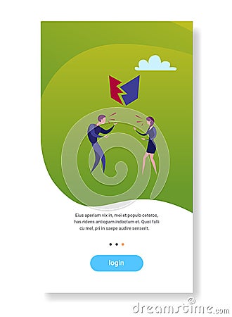 Business couple angry shouting conflict concept flat vertical copy space Vector Illustration