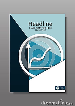 Business Cover design A4 with rise graphic. Financial Annual rep Vector Illustration