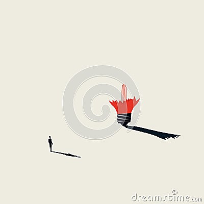 Business creative block vector concept with businessman and broken lightbulb. Minimalist artistic style. Symbol of Vector Illustration