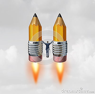 Business Creative Rocket Cartoon Illustration