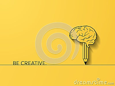 Business creativity and brainstorming vector concept with brain and pencil symbol. Creative process symbol. Vector Illustration