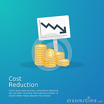 business crisis concept. money fall down with arrow decrease symbol. economy stretching rising drop, global lost bankrupt. cost Vector Illustration