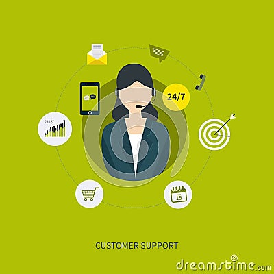 Business customer care service concept flat icons Vector Illustration