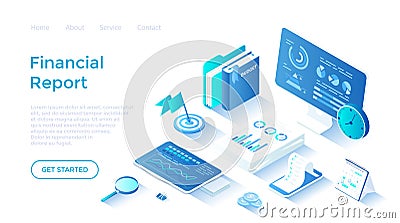 Business Data Analysis, Financial Report. Statistics and business statement. Research of company documents. Vector Illustration