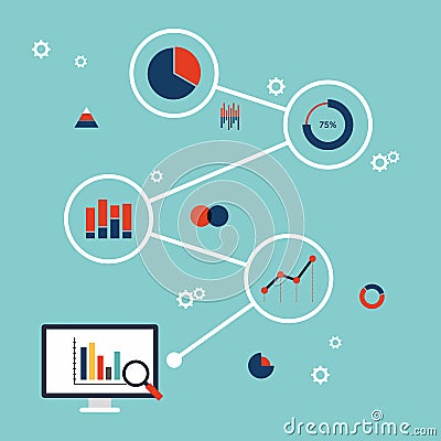 Business data analytics infographic flat design Vector Illustration