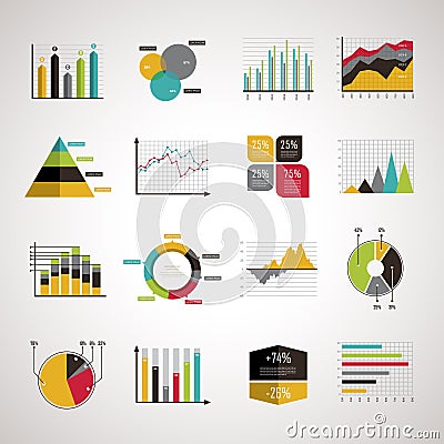 Business data analyze elements set Vector Illustration