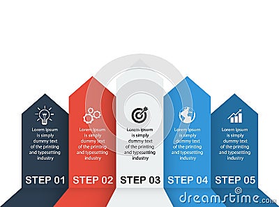 Business data, chart. Abstract elements of graph, diagram with 5 steps, strategy, options, parts or processes. Vector Vector Illustration