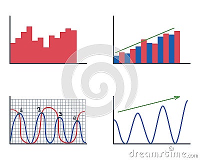 Business data graph analytics elements bar pie charts diagrams and flat icon infographics design isolated presentation Vector Illustration