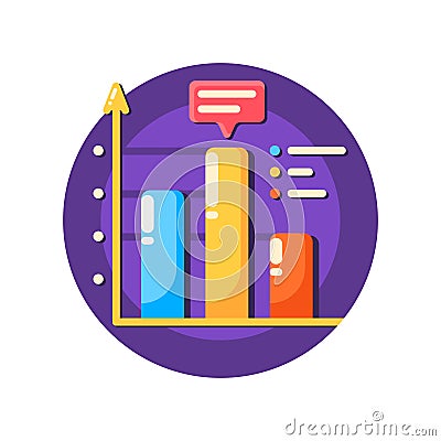 Business data graph flat icon solated. Vector illustration. Cartoon Illustration