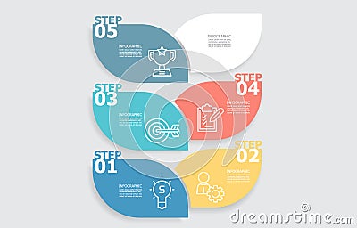 business data visualization horizonta steps timeline infographic element report layout template background with business line icon Vector Illustration