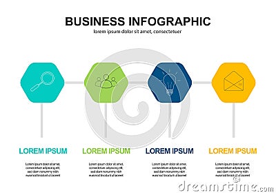 Business data visualization. Process chart. Abstract elements of graph, diagram with 4 steps, options, parts or processes. Vector Vector Illustration