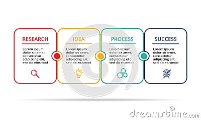 Business data visualization. Process chart. Elements of graph, diagram with 4 steps, options, parts or processes. Vector Illustration