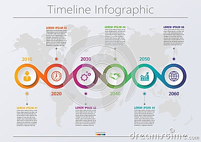 Business data visualization. timeline infographic icons designed for abstract background template with 6 options. Vector Illustration