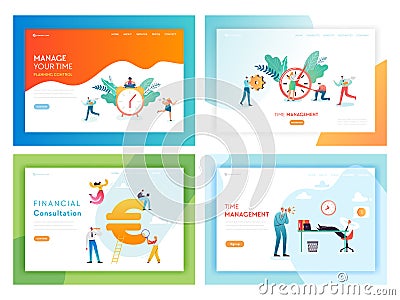 Business Deadline Overtime Concept Landing Page Vector Illustration