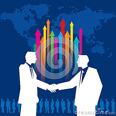 Business deal with businessman with arrows Vector Illustration