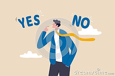 Business decision making choose yes or no alternative or choices leadership to direct business to succeed concept rational Vector Illustration