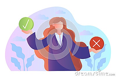 Business decision right or wrong Vector Illustration
