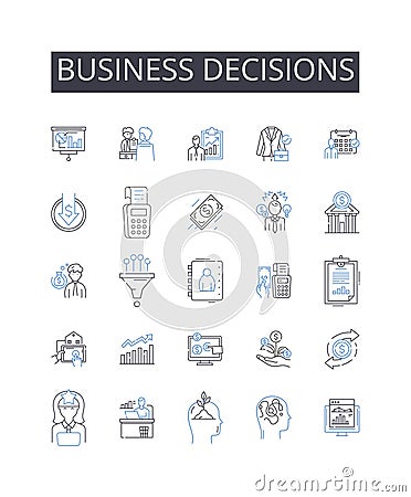 Business decisions line icons collection. Career choices, Management strategies, Financial planning, Policy formulation Vector Illustration