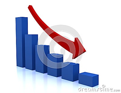 Business decline diagram with red arrow Stock Photo