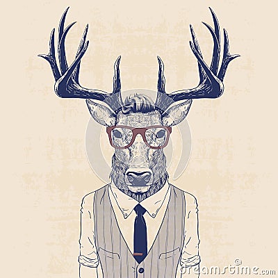 Business deer Vector Illustration