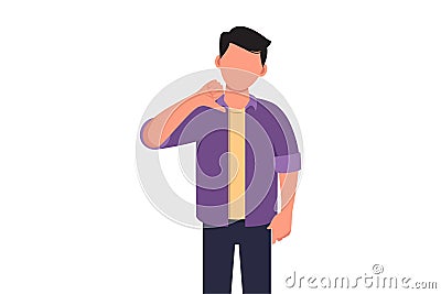 Business design drawing unhappy businessman showing thumbs down sign gesture. Dislike, disagree, disappointment, disapprove, no Cartoon Illustration