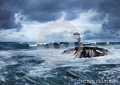 Business Despair Crisis Beach Thinking Concept Stock Photo