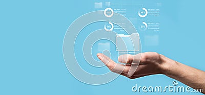Business developer hand using board framework on virtual modern computer showing innovation Agile software development lean Stock Photo