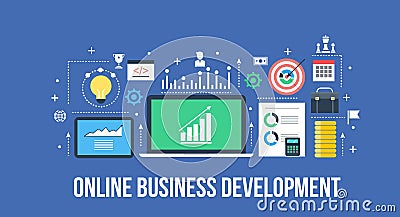 Business development - digital business concept. Vector Illustration