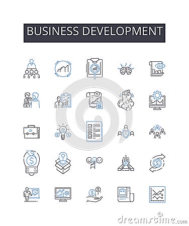 Business development line icons collection. Return, Restock, Refurbish, Recycle, Reclaim, Repurpose, Reuse vector and Vector Illustration
