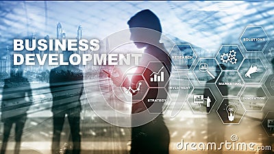 Business Development Startup Growth Statistics. Financial Plan Strategy Development Process Graphic Concept. Stock Photo