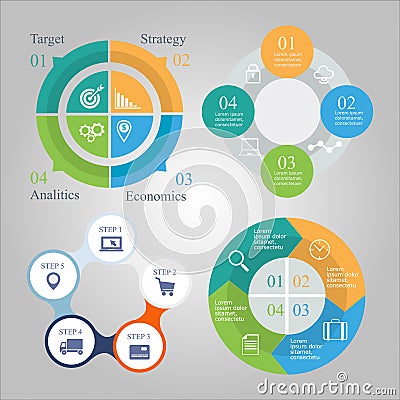 Business diagram infographics set Vector Illustration