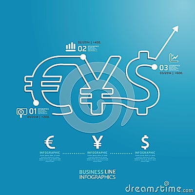 Business diagram money currency line style template. Vector Illustration