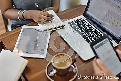 Business Digital Devices Connecting Concept Stock Photo