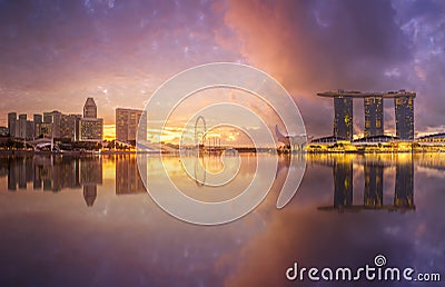 Business district and Marina bay in Singapore Stock Photo