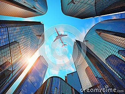 Business district with modern skyscrapers Stock Photo