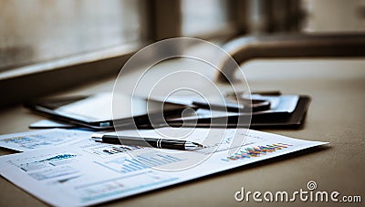 Business documents with charts growth Stock Photo