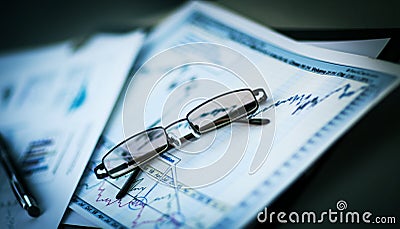 Business documents with charts growth Stock Photo