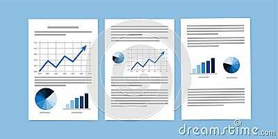 Business documents, Paperwork or Business reports on blue background Vector Illustration