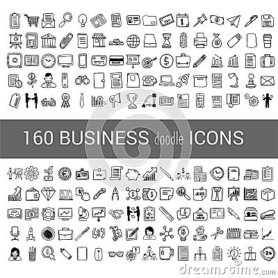 160 business doodle icon for your infographic Vector Illustration
