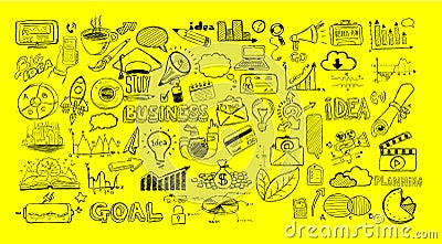 Business doodles Sketch set : infographics elements isolated Vector Illustration