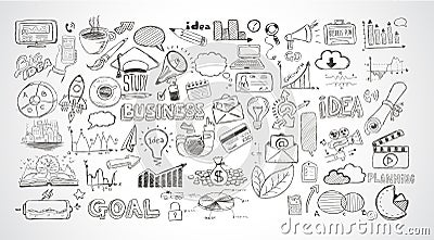 Business doodles Sketch set : infographics elements , Vector Illustration