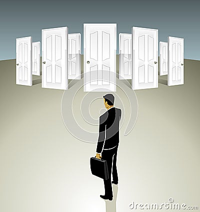 Business Doors of Opportunities Vector Illustration